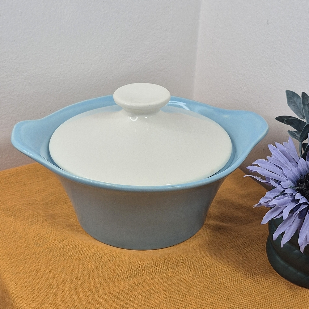 Cameron Clay Scandia Oven Proof Covered Casserole Dish Light Blue 1 qt MCM